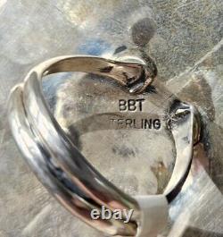 Bague amérindienne Navajo en opale rose argent sterling par Bernie Begay Tsosie BBT