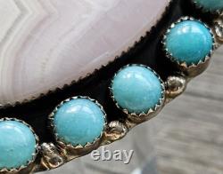 Bague amérindienne Navajo en opale rose argent sterling par Bernie Begay Tsosie BBT