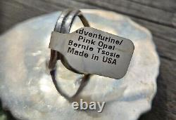Bague amérindienne Navajo en opale rose argent sterling par Bernie Begay Tsosie BBT