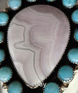 Bague amérindienne Navajo en opale rose argent sterling par Bernie Begay Tsosie BBT