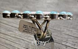 Bague amérindienne Navajo en opale rose argent sterling par Bernie Begay Tsosie BBT