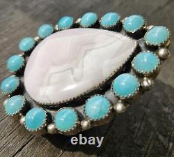 Bague amérindienne Navajo en opale rose argent sterling par Bernie Begay Tsosie BBT