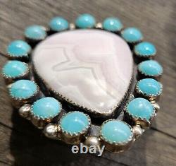 Bague amérindienne Navajo en opale rose argent sterling par Bernie Begay Tsosie BBT