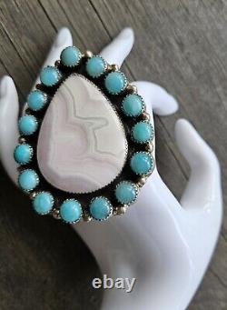 Bague amérindienne Navajo en opale rose argent sterling par Bernie Begay Tsosie BBT
