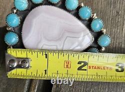 Bague amérindienne Navajo en opale rose argent sterling par Bernie Begay Tsosie BBT