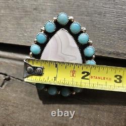 Bague amérindienne Navajo en opale rose argent sterling par Bernie Begay Tsosie BBT