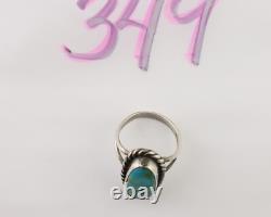 Bague artisanale Navajo en argent 925 avec turquoise, artiste amérindien, années 80