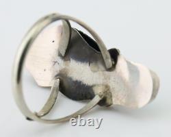 Bague artisanale navajo en argent 925, turquoise de Kingman, artiste amérindien, années 80