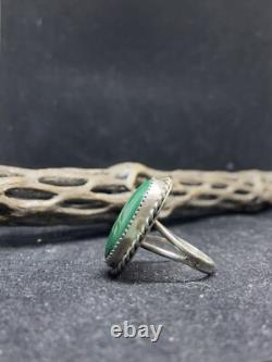 Bague circulaire en argent sterling avec malachite, amérindienne Navajo, taille 10