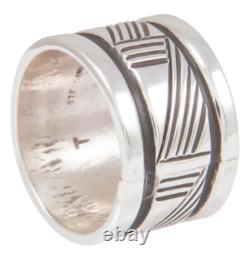 Bague en argent estampillée amérindienne Navajo Taille 8 3/4 par Largo SKU230821
