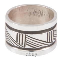 Bague en argent estampillée amérindienne Navajo Taille 8 3/4 par Largo SKU230821