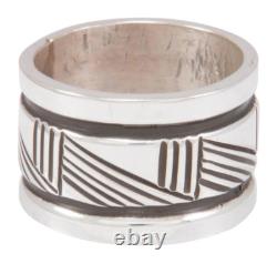 Bague en argent estampillée amérindienne Navajo Taille 8 3/4 par Largo SKU230821