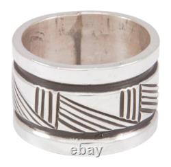 Bague en argent estampillée amérindienne Navajo Taille 8 3/4 par Largo SKU230821