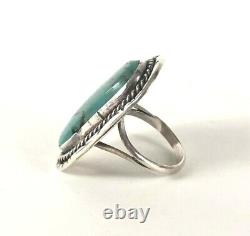 Bague en argent sterling 925 de style vintage Navajo avec turquoise de taille 8, originaire des Amérindiens Navajo.