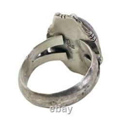 Bague en argent sterling Charoite amérindienne Navajo style Zuni sud-ouest