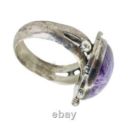 Bague en argent sterling Charoite amérindienne Navajo style Zuni sud-ouest