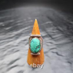 Bague en argent sterling Navajo Amérindienne du Sud-Ouest avec turquoise 12g