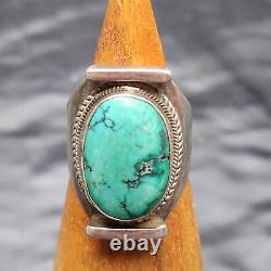 Bague en argent sterling Navajo Amérindienne du Sud-Ouest avec turquoise 12g