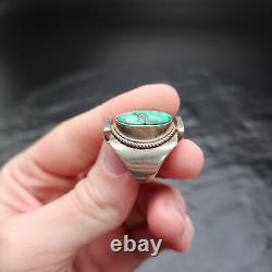Bague en argent sterling Navajo Amérindienne du Sud-Ouest avec turquoise 12g