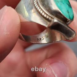 Bague en argent sterling Navajo Amérindienne du Sud-Ouest avec turquoise 12g