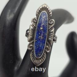 Bague en argent sterling Navajo amérindien en lapis-lazuli taille 7,75