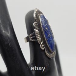 Bague en argent sterling Navajo amérindien en lapis-lazuli taille 7,75