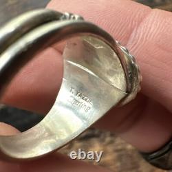 Bague en argent sterling Navajo amérindienne avec opale rose T Yazzie taille 8.5 synthétique