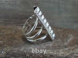 Bague en argent sterling Navajo avec rangée côtelée par Johnson taille 6,5