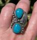 Bague En Argent Sterling Navajo Turquoise Sign&eacute;e Old Pawn Wilbert Benally, Taille 7,5