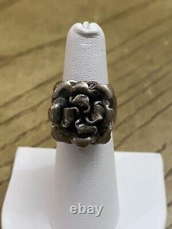 Bague en argent sterling Ryan Sanchez en forme de fleur Navajo amérindienne, taille 7 ajustable