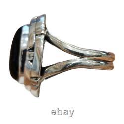 Bague en argent sterling amérindienne Navajo en onyx noir taille 6,25 signée