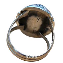 Bague en argent sterling amérindienne Navajo en onyx noir taille 6,25 signée