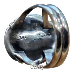Bague en argent sterling amérindienne Navajo en onyx noir taille 6,25 signée