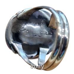 Bague en argent sterling amérindienne Navajo en onyx noir taille 6,25 signée
