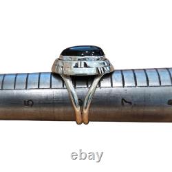 Bague en argent sterling amérindienne Navajo en onyx noir taille 6,25 signée