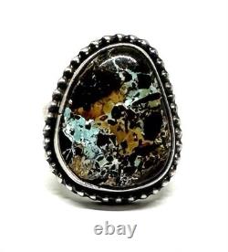 Bague en argent sterling amérindienne Navajo faite à la main avec turquoise naturelle taille 8
