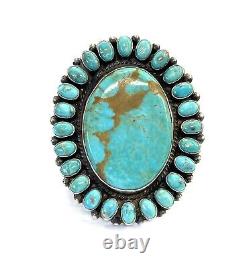 Bague en argent sterling amérindienne faite à la main par les Navajos avec pierre de turquoise taille 8.5