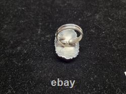 Bague en argent sterling amérindienne, turquoise Lone Mountain ajustable 7/12