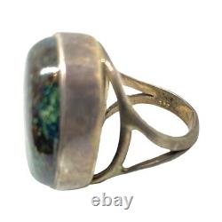 Bague en argent sterling avec azurite malachite amérindienne Navajo