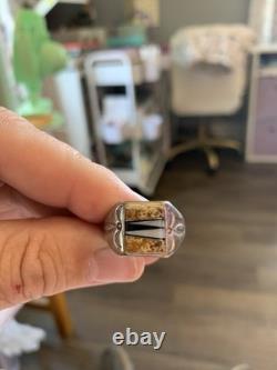 Bague en argent sterling avec incrustation de pierres variées Navajo, taille homme 11