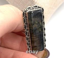 Bague en argent sterling avec labradorite, amérindienne Navajo, NOS