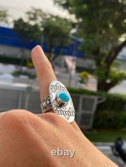 Bague en argent sterling avec turquoise amérindienne Navajo<br/>