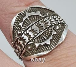 Bague en argent sterling de l'artiste navajo Emerson Bill, taille 8.5