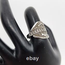 Bague en argent sterling de l'artiste navajo Emerson Bill, taille 8.5