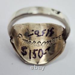 Bague en argent sterling de l'artiste navajo Emerson Bill, taille 8.5