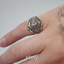 Bague en argent sterling de l'artiste navajo Emerson Bill, taille 8.5
