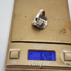 Bague en argent sterling de l'artiste navajo Emerson Bill, taille 8.5