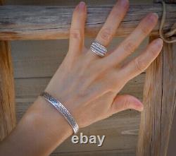 Bague en argent sterling en forme de dôme tordue de 3 rangées des Navajos Amérindiens, taille 9 1/4