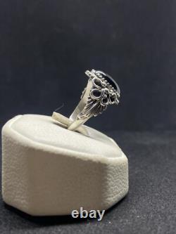 Bague en argent sterling en onyx noir navajo amérindien taille 9.5