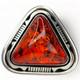 Bague En Argent Sterling Et Ambre De Grande Taille Sign&eacute;e Navajo Am&eacute;rindienne Exceptionnelle, Taille 7